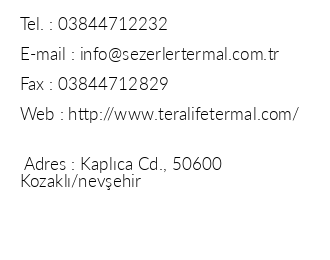 Tera Life Termal Hotel iletiim bilgileri